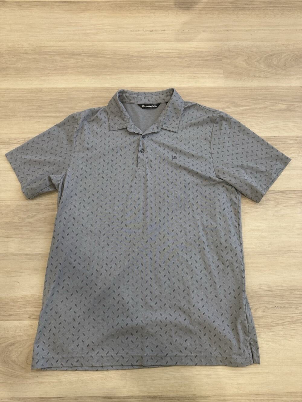 Travis Mathew Short Sleeve Golf Polo Shirt Men's Size XL Gray Geometric